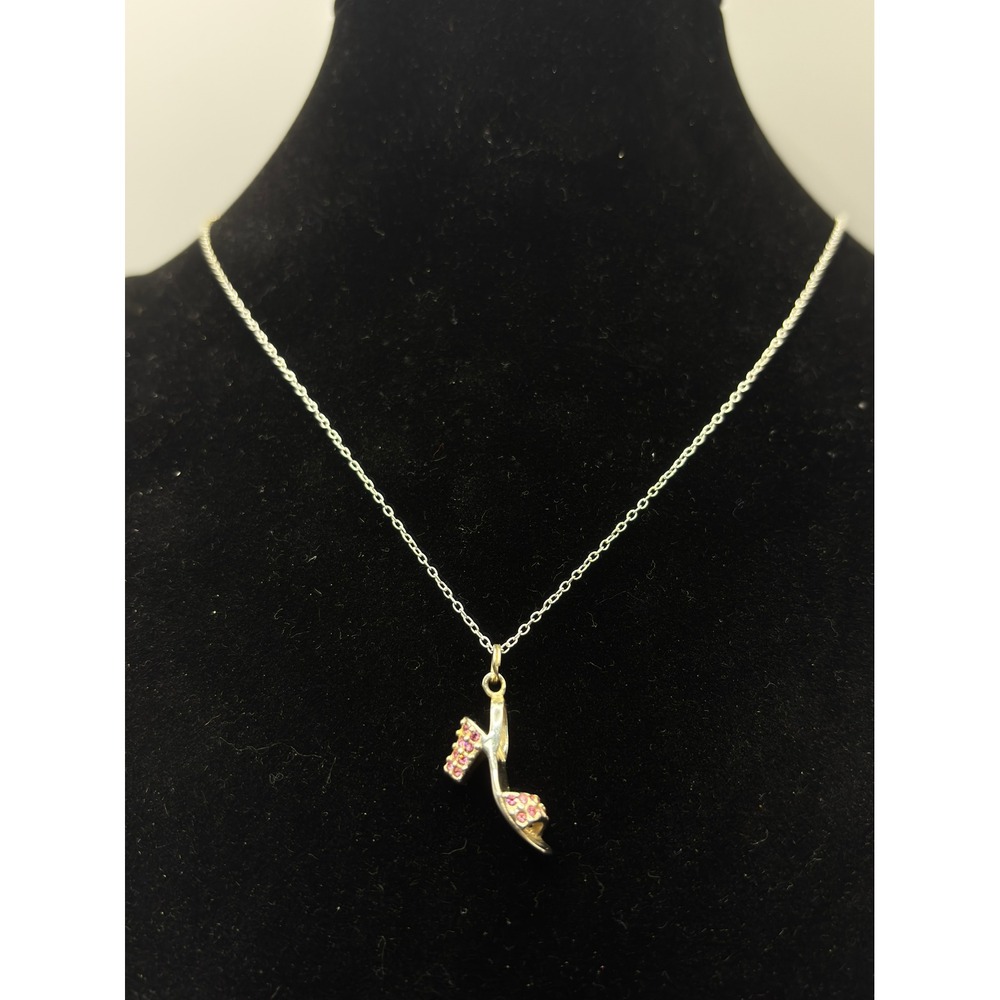 Unbranded High Heel Shoe Necklace Womens OS Silver Pink Rhinestone Pendant